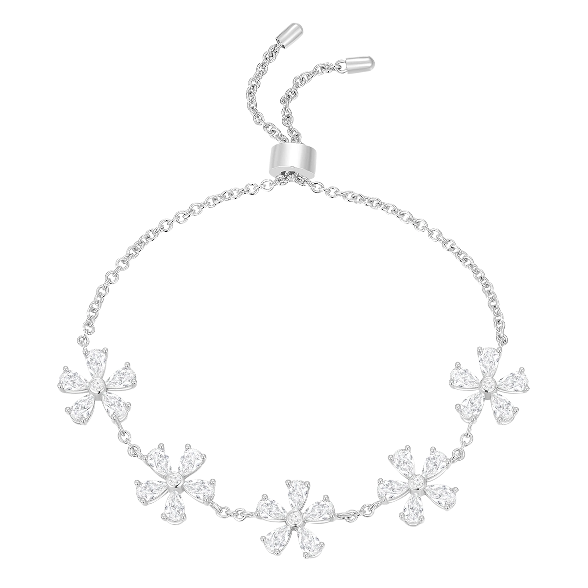 Daisy Flower / Multi Motif Bracelet Silver