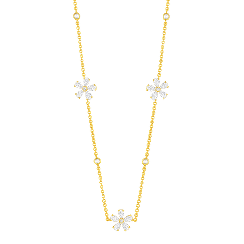 Daisy Flower / Multi Motif Necklace Gold