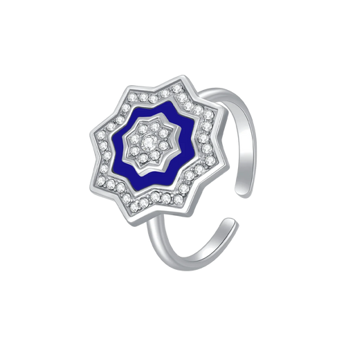 نجم / خاتم اللؤلؤ باللون الازرق الفضي