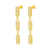 أقراط فاين بتصميم ثلاثي / اللون الذهبي