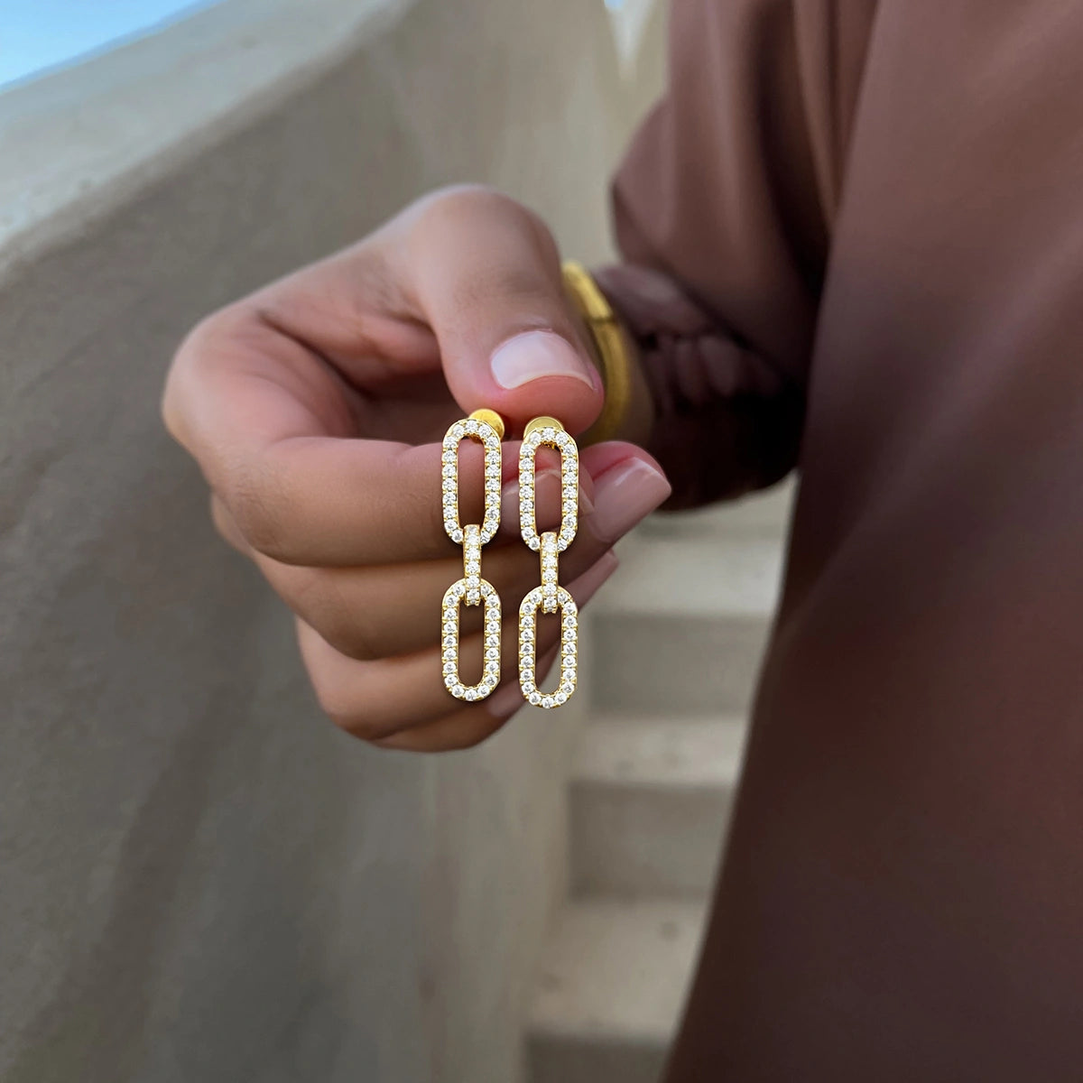 Links / Long Earrings Gold