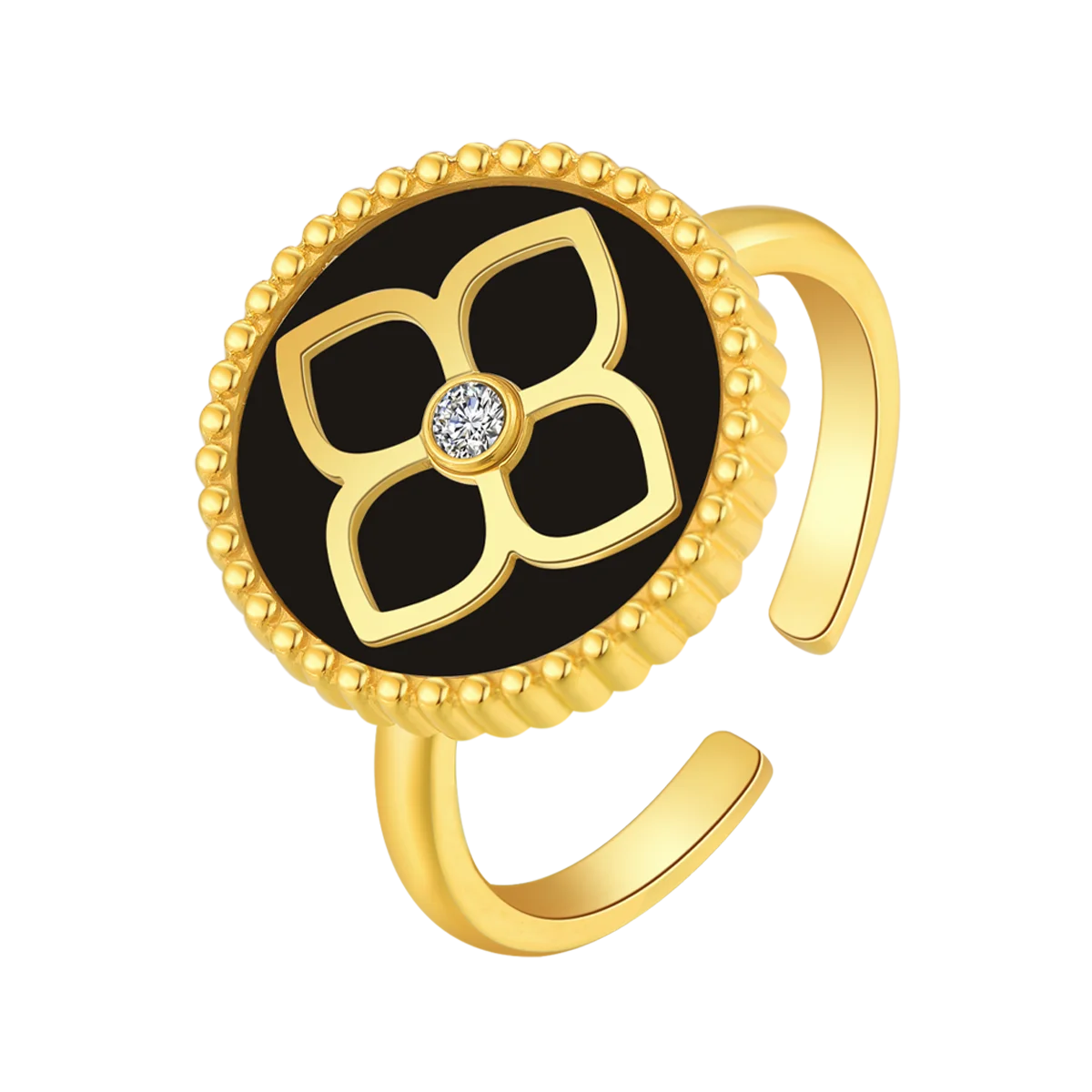 أميرة / خاتم االحجر الأسود باللون الذهبي