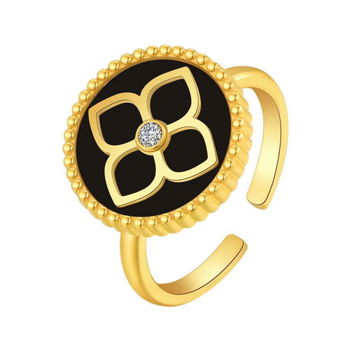 أميرة / خاتم االحجر الأسود باللون الذهبي