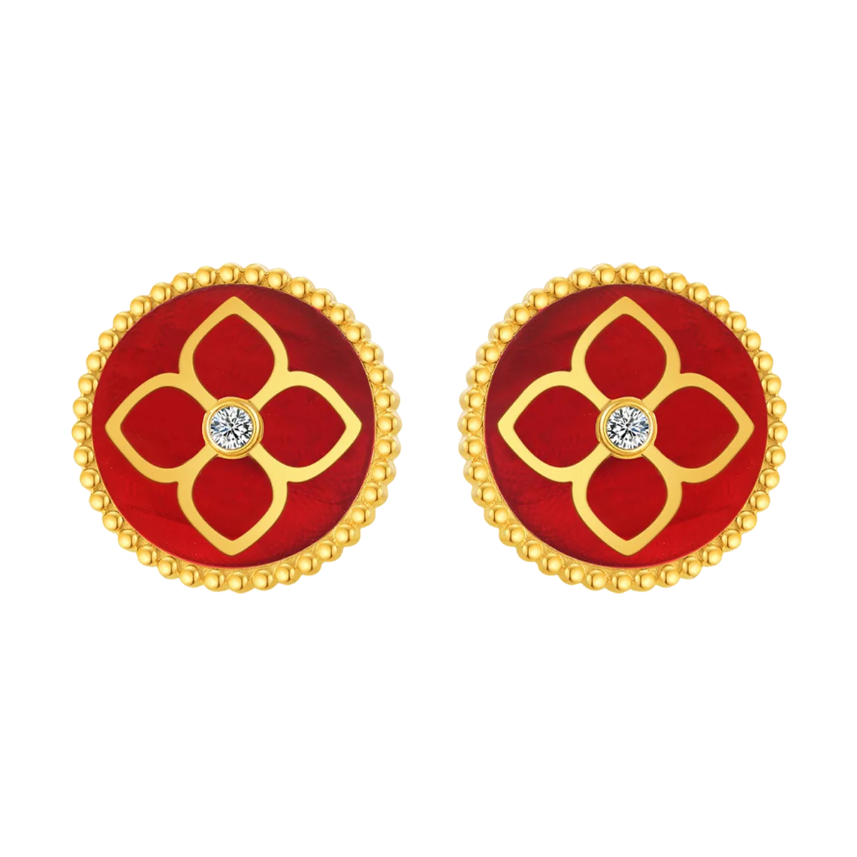 أميرة / أقراط الحجر الأحمر باللون الذهبي