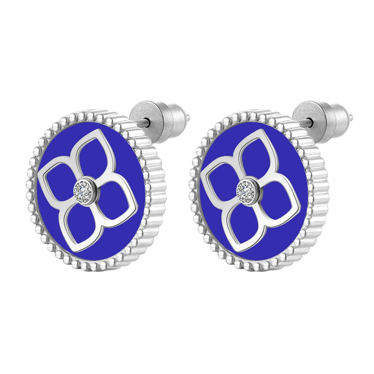 أميرة / أقراط الحجر الأزرق باللون الفضي