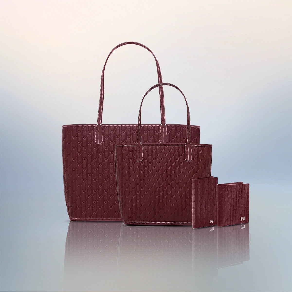 Burgundy Travel Tote / Mini tote / Long Wallet / Mini Wallet - Gift Set