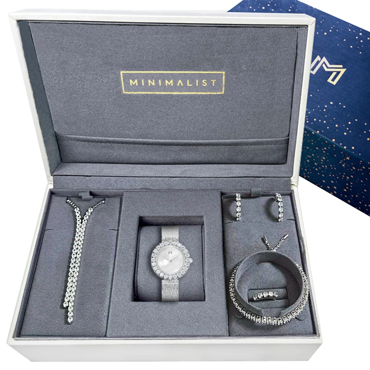 مجموعة هدية عليا / ميني جوري فضي للنساء