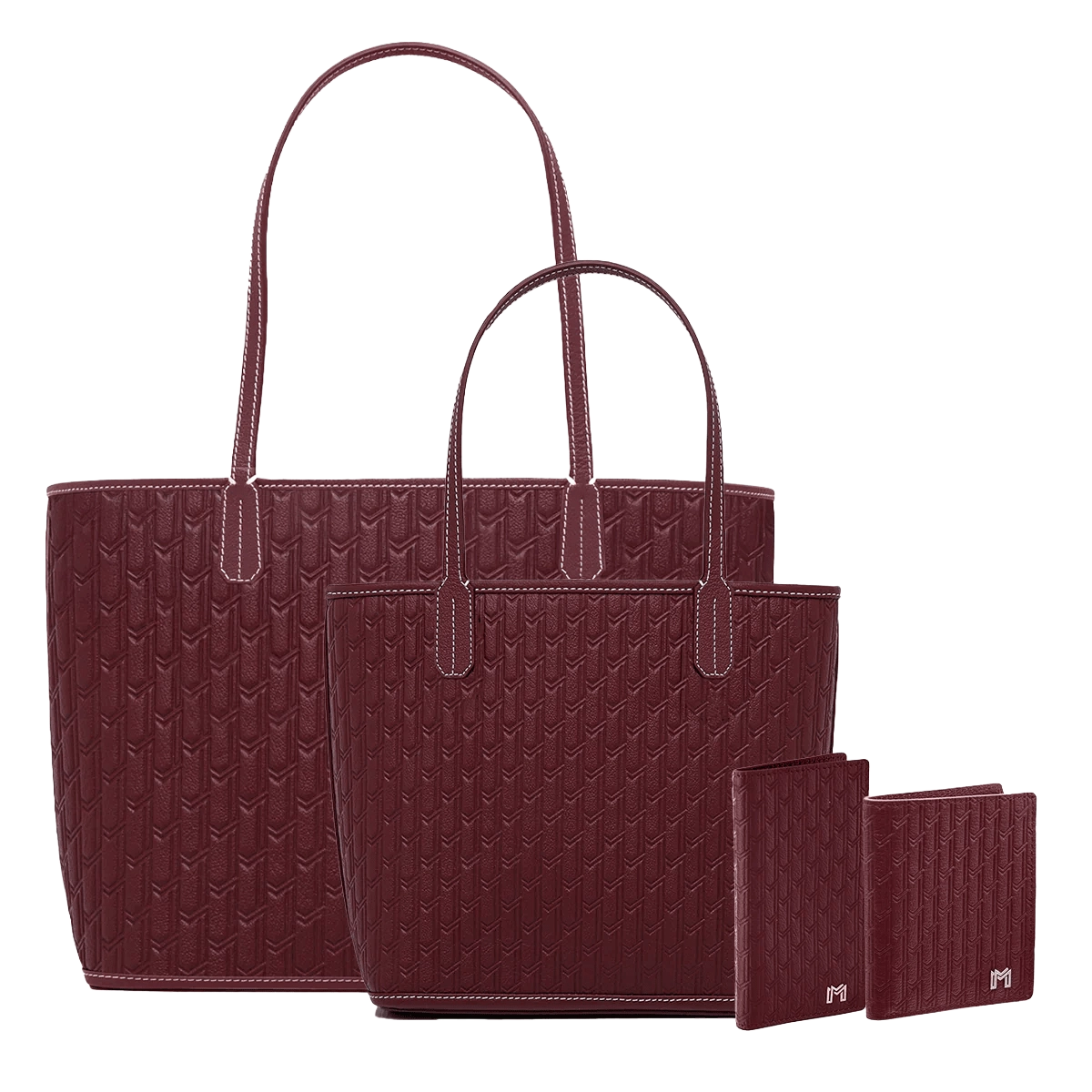 Burgundy Travel Tote / Mini tote / Long Wallet / Mini Wallet - Gift Set