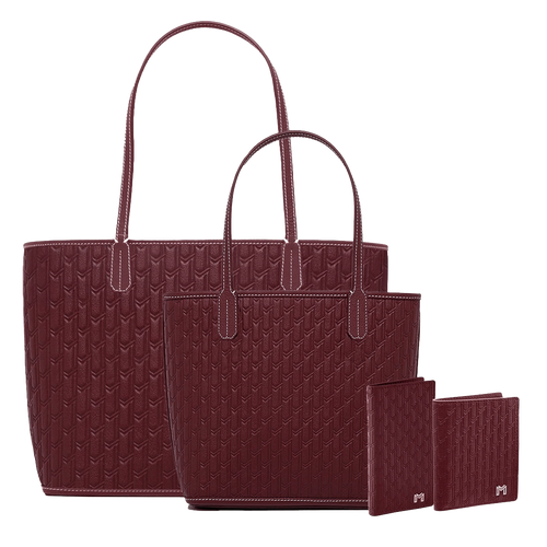 Burgundy Travel Tote / Mini tote / Long Wallet / Mini Wallet - Gift Set