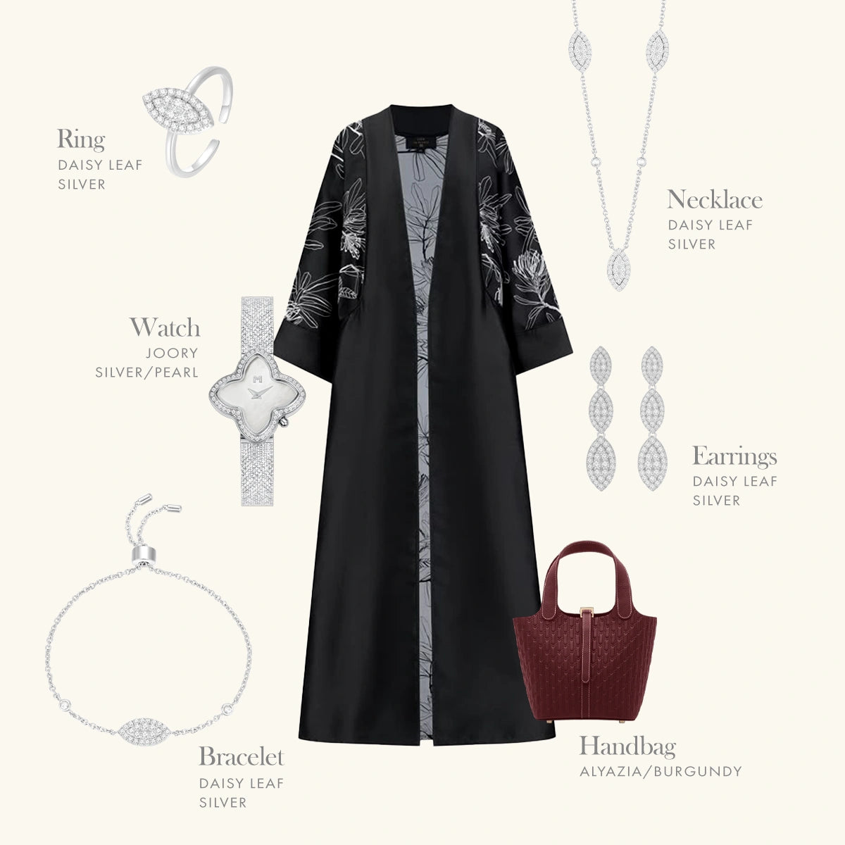 ديزي ليف / طقم باللون الفضي