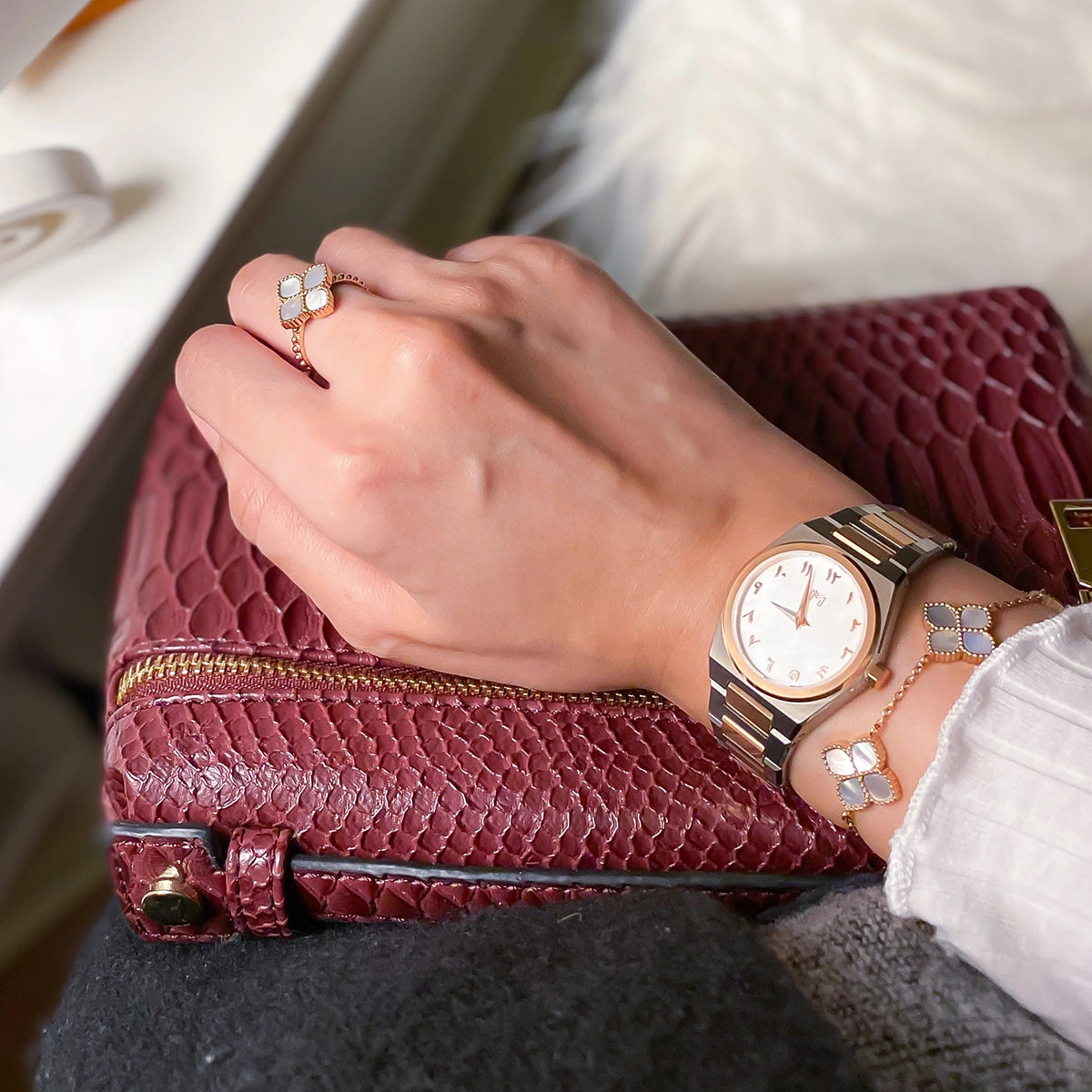 Joory / Bracelet Pearl Rose Gold