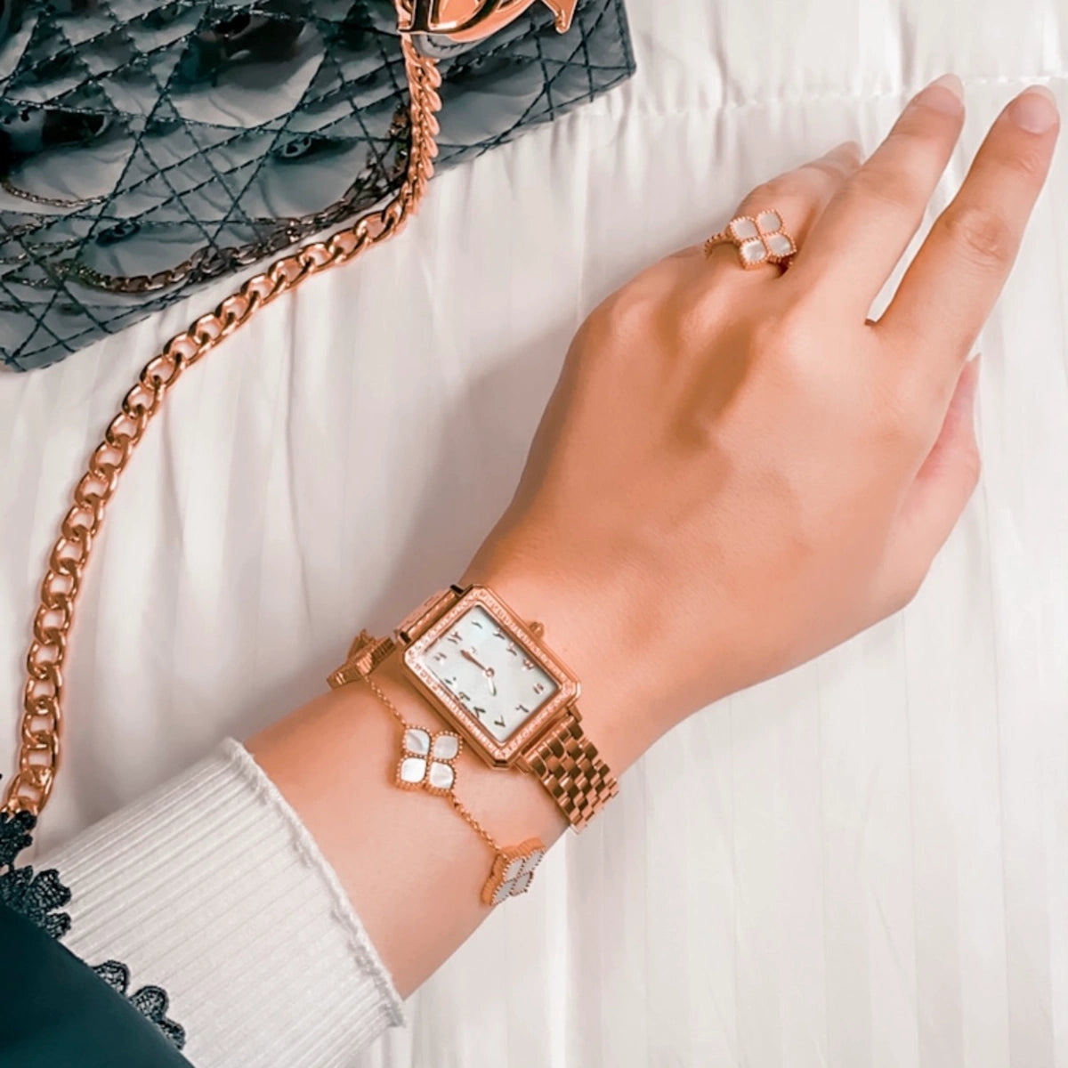 Joory / Bracelet Pearl Rose Gold