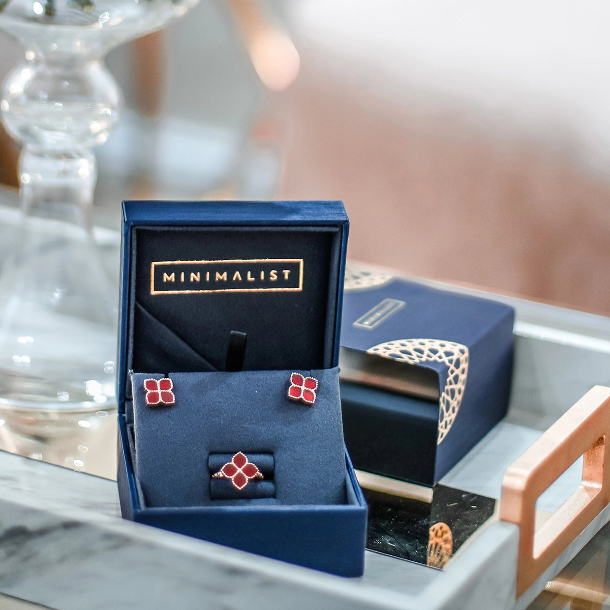 Joory / Earrings Red Rose Gold