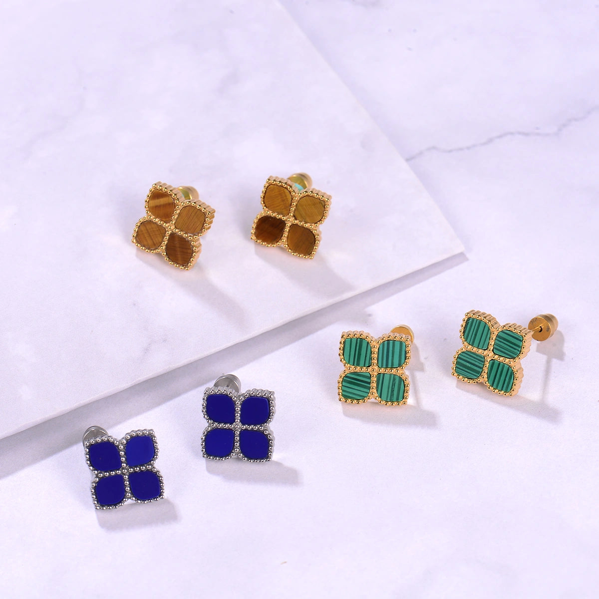Joory / Earrings Malachite Gold