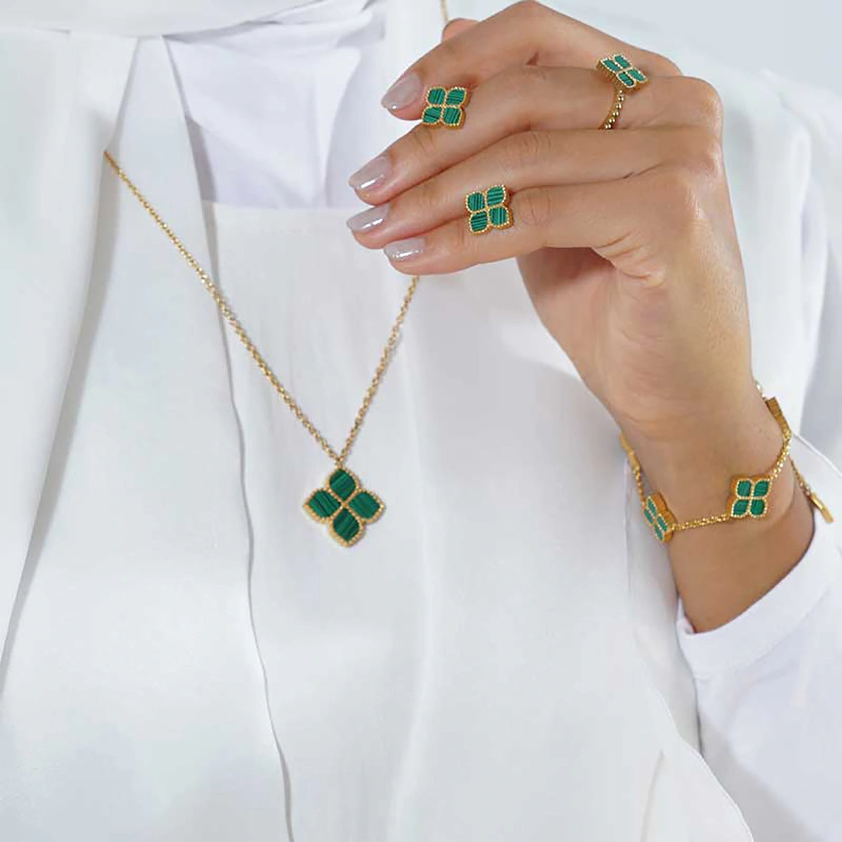 Joory / Earrings Malachite Gold