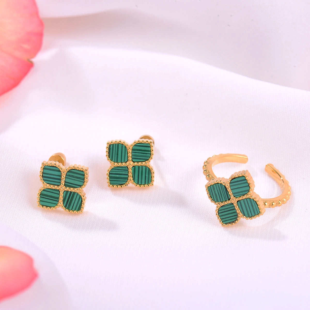 Joory / Earrings Malachite Gold