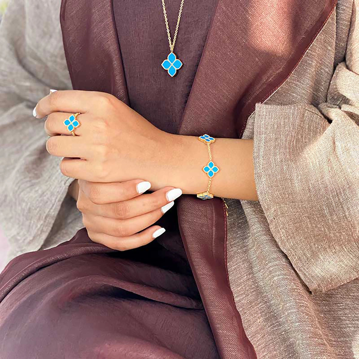 Joory / Earrings Teal Gold