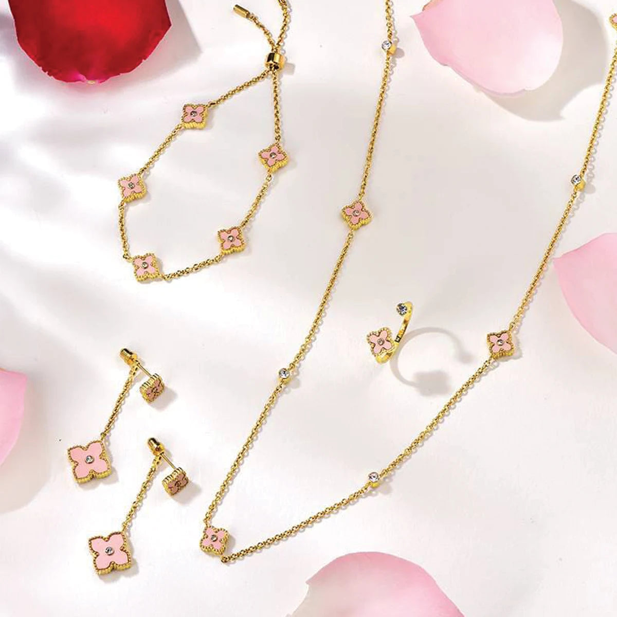 ميني جوري / طقم وردي فاتح و ذهبي