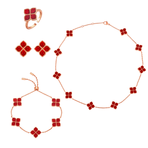 جوري / طقم الحجر الأحمر بلون الروز قولد