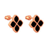 جوري / أقراط الحجر الأسود بلون الروز قولد