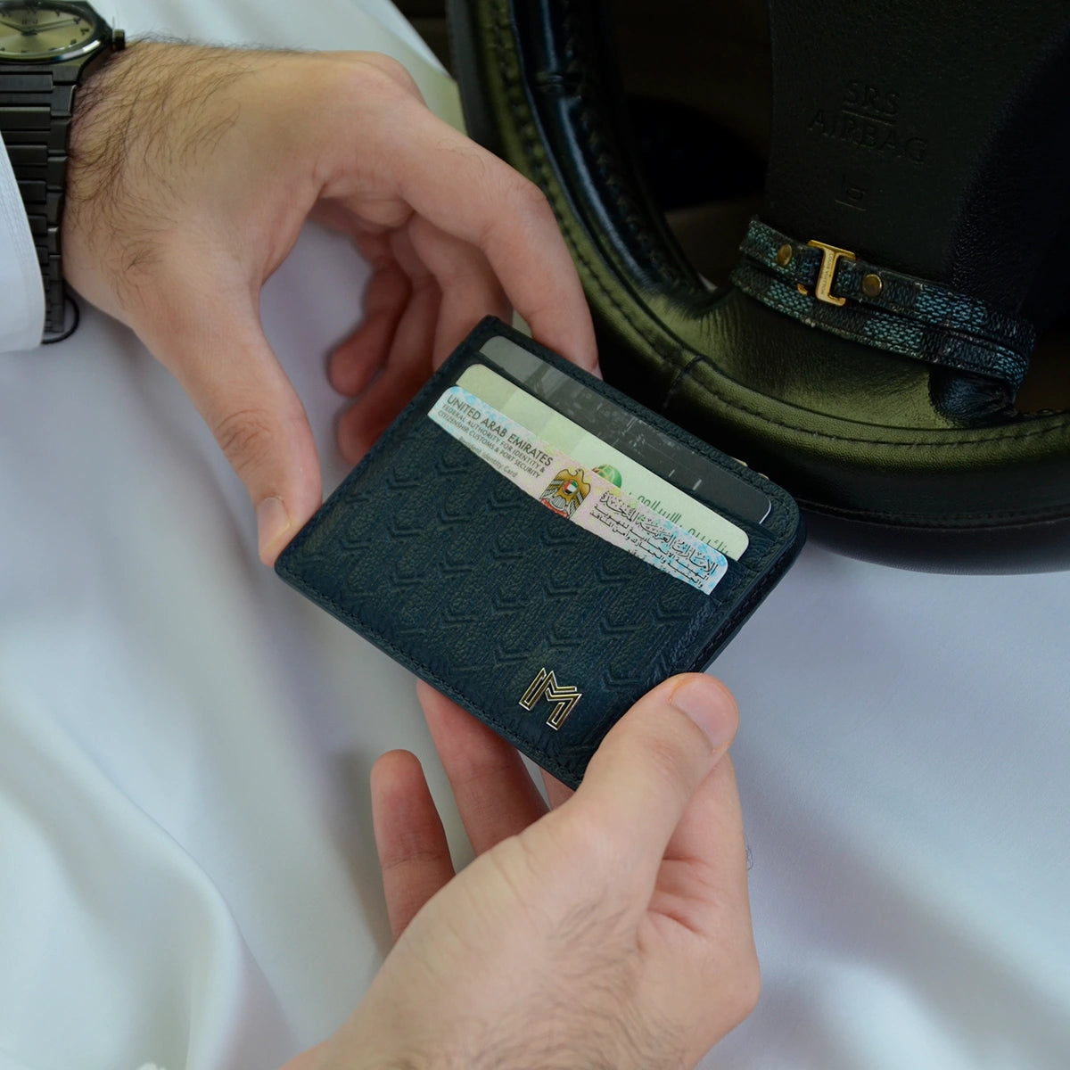 Camel Leather Navy / Silver