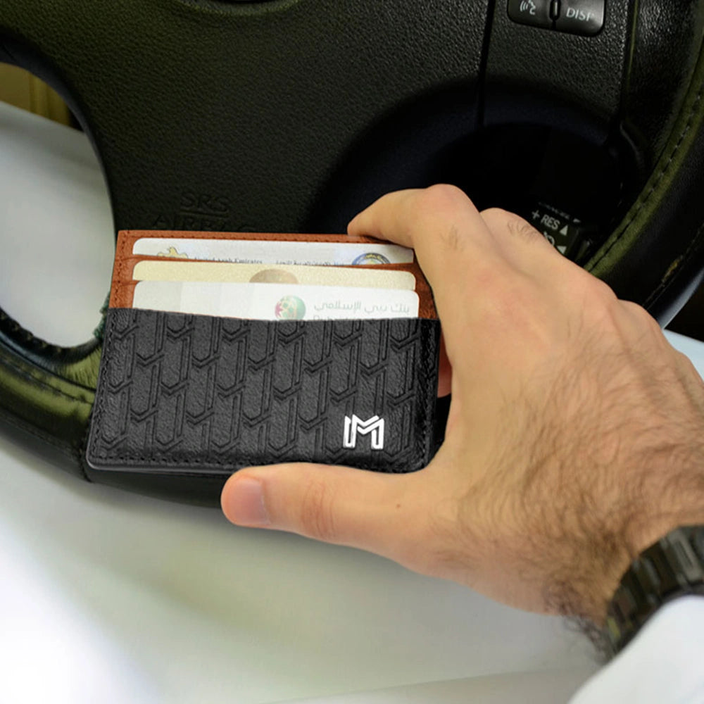 Maitha / Card Holder, Black & Tan - Gift Set