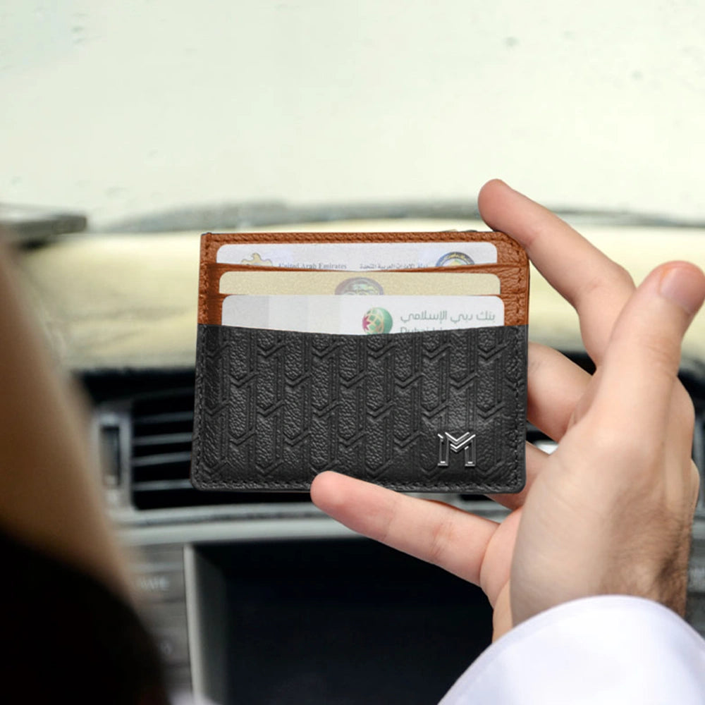 Maitha / Card Holder, Black & Tan - Gift Set