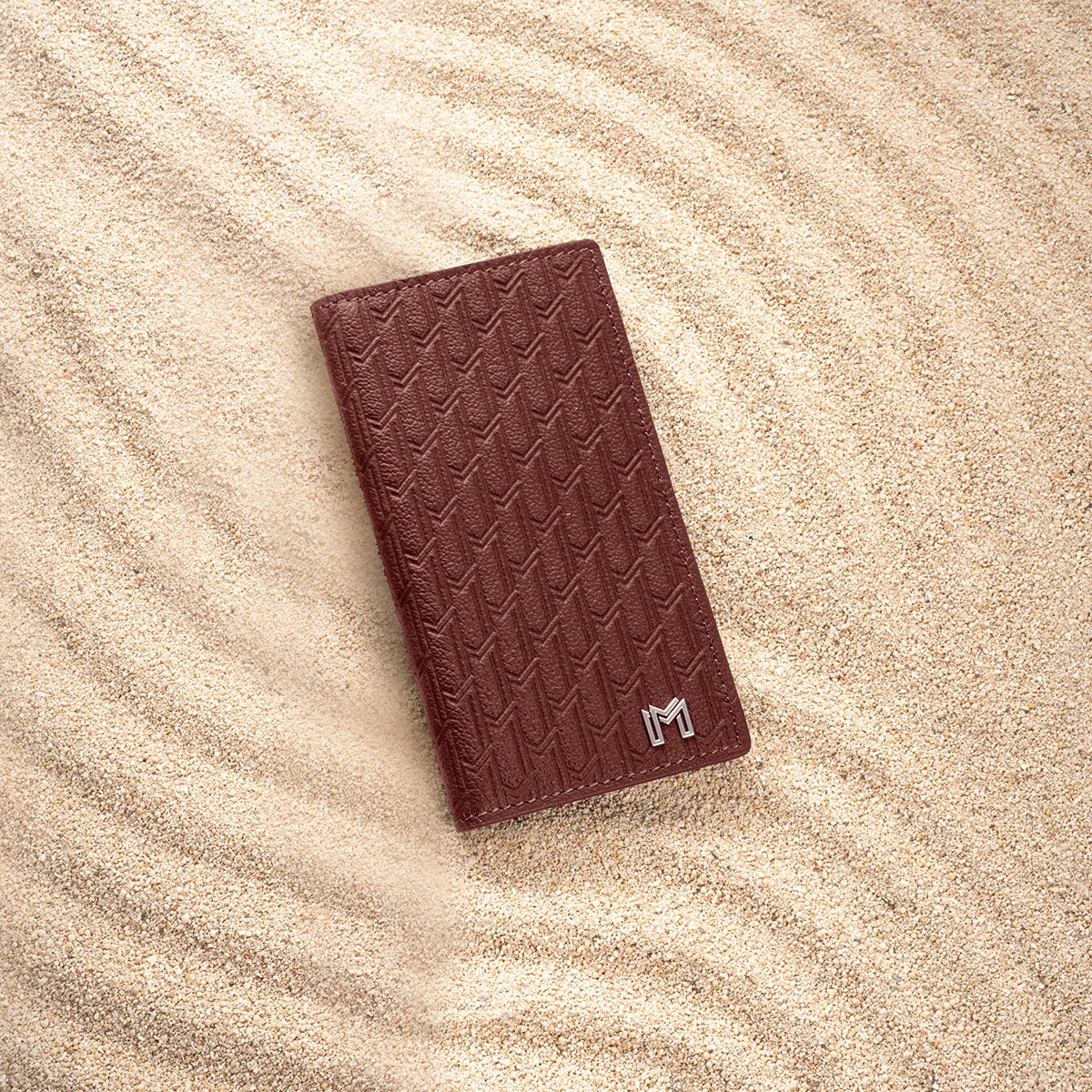 Camel Leather Burgundy / Silver