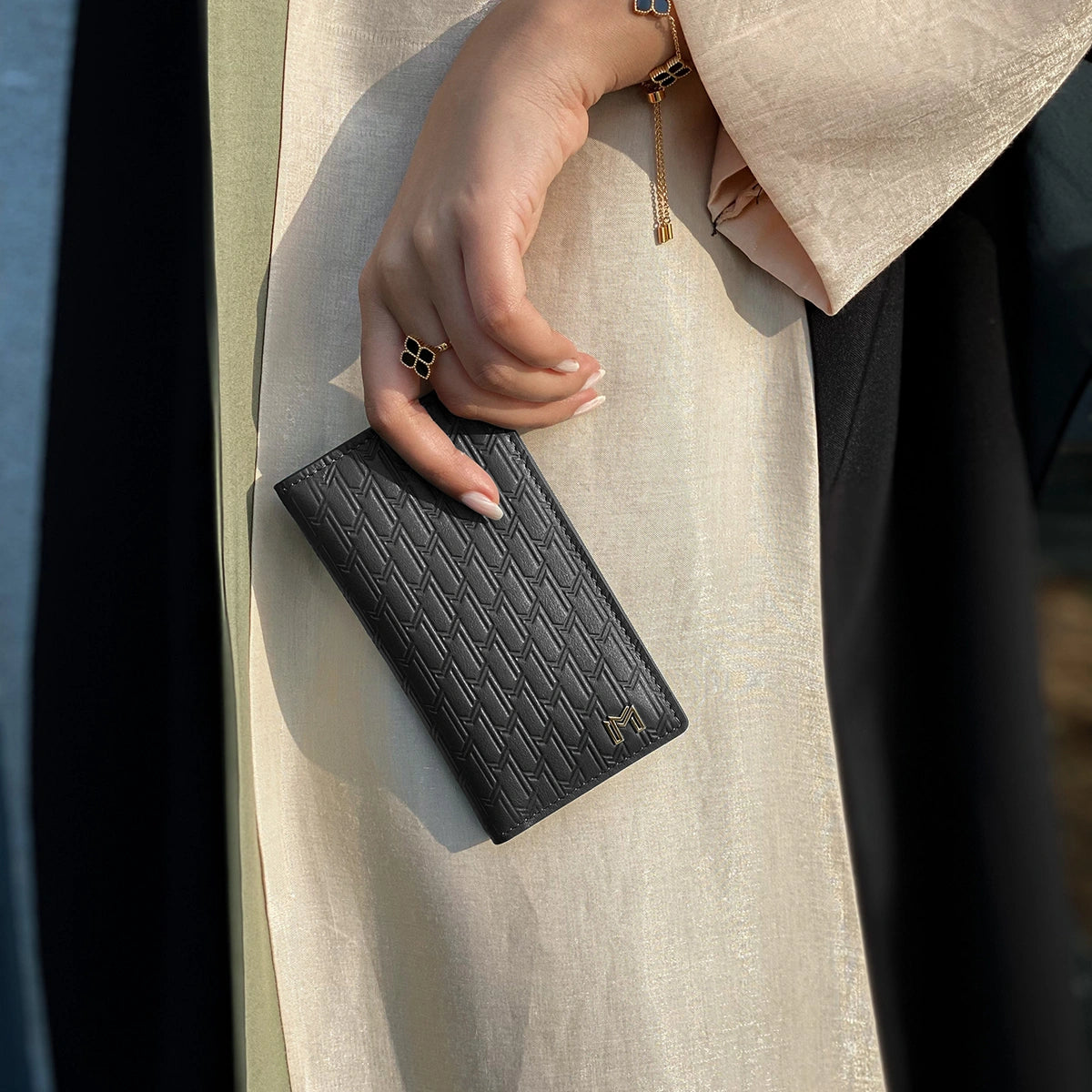 Italian Calfskin Leather Black / Gold