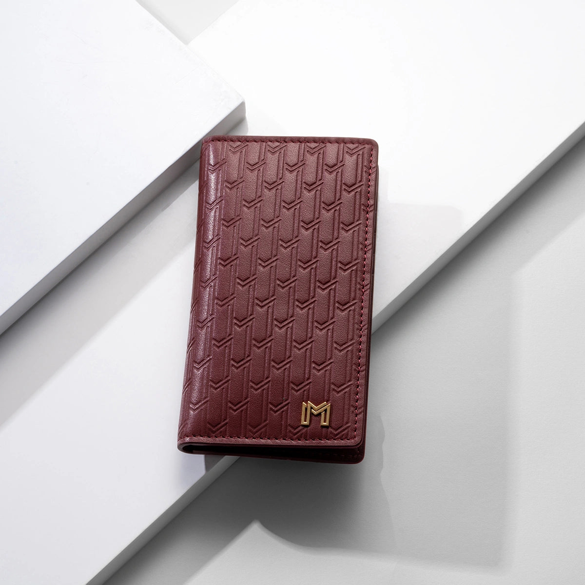 Italian Calfskin Leather Burgundy / Gold