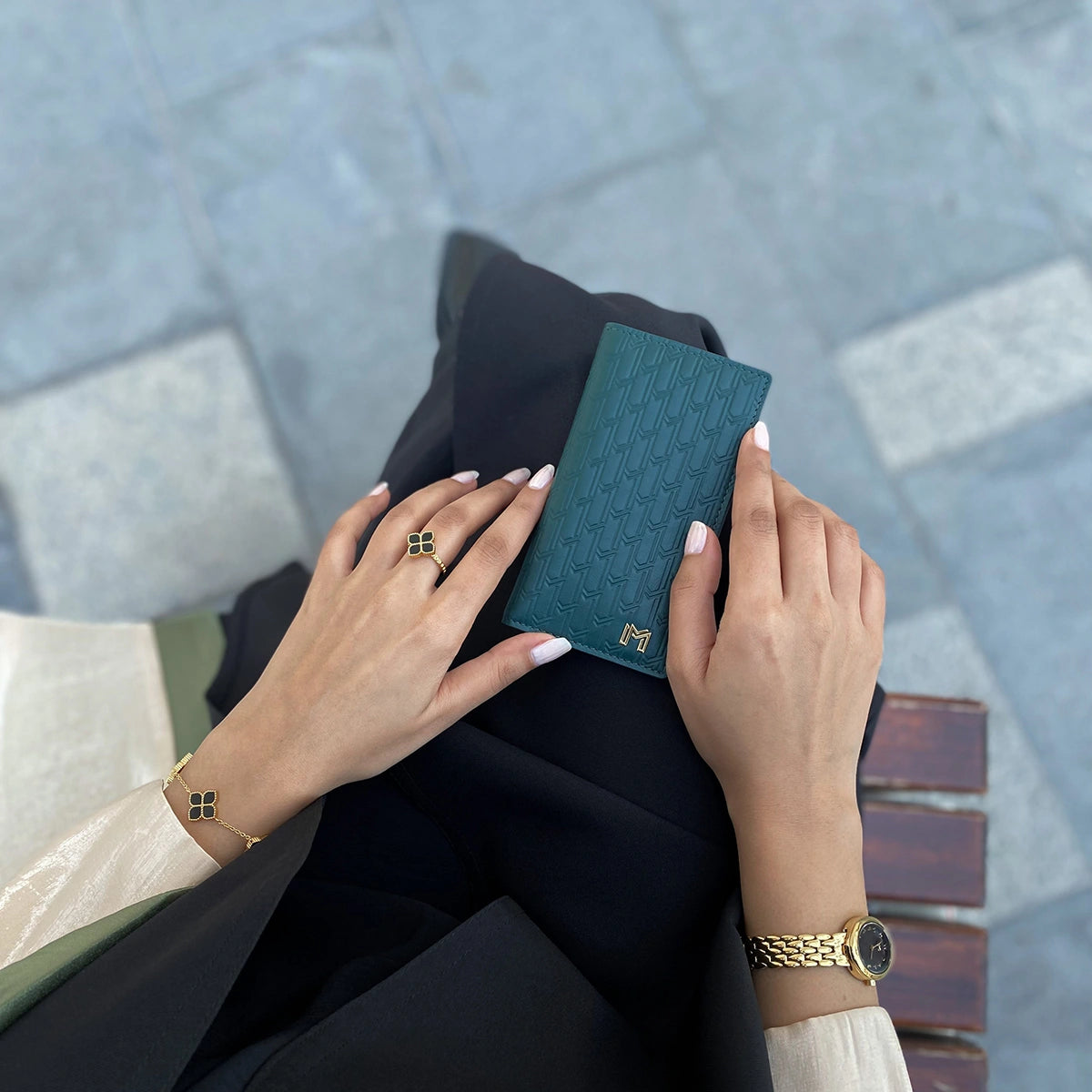 Italian Calfskin Leather Green / Gold