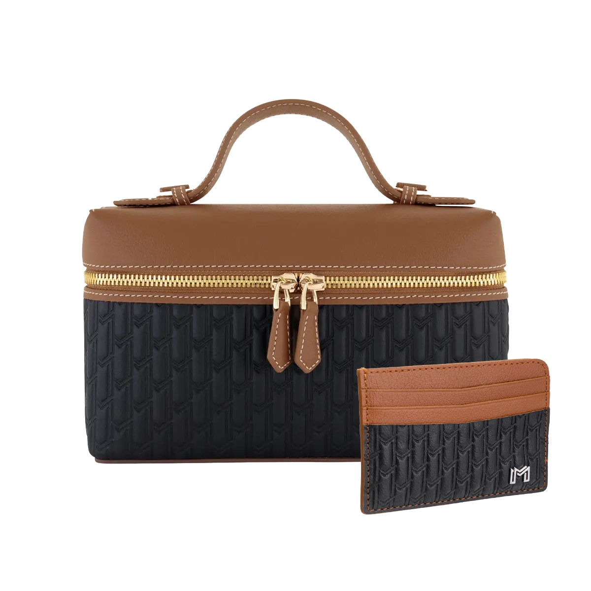 Maitha / Card Holder, Black & Tan - Gift Set
