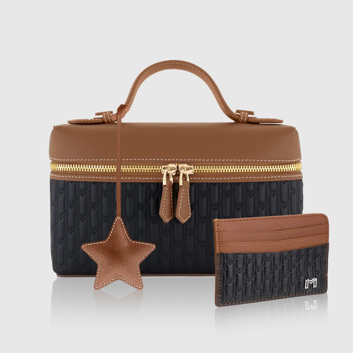 شنطة ميثاء / اسود و تان