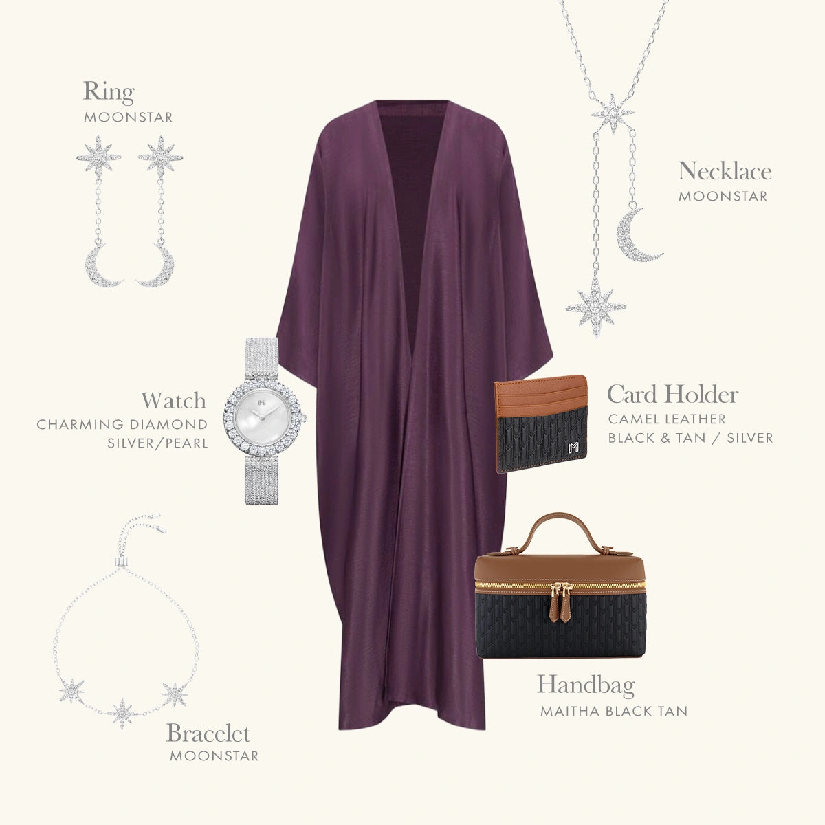 Maitha / Card Holder, Black & Tan - Gift Set