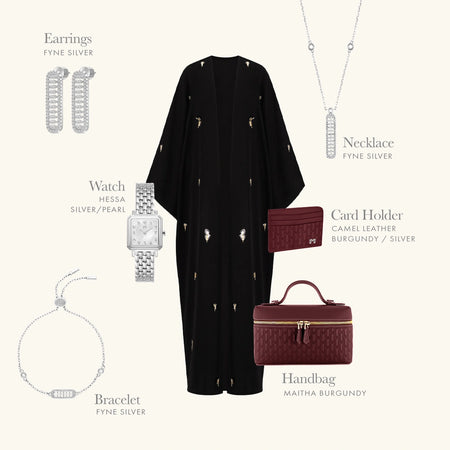 Maitha / Card Holder, Burgundy - Gift Set