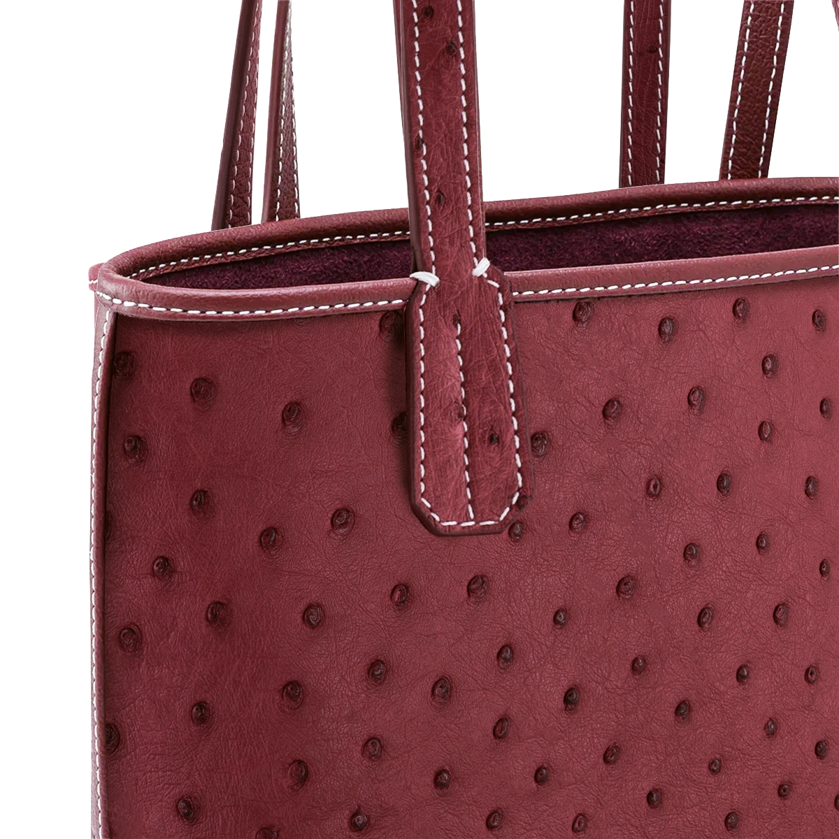Mini Tote Ostrich Leather / Burgundy