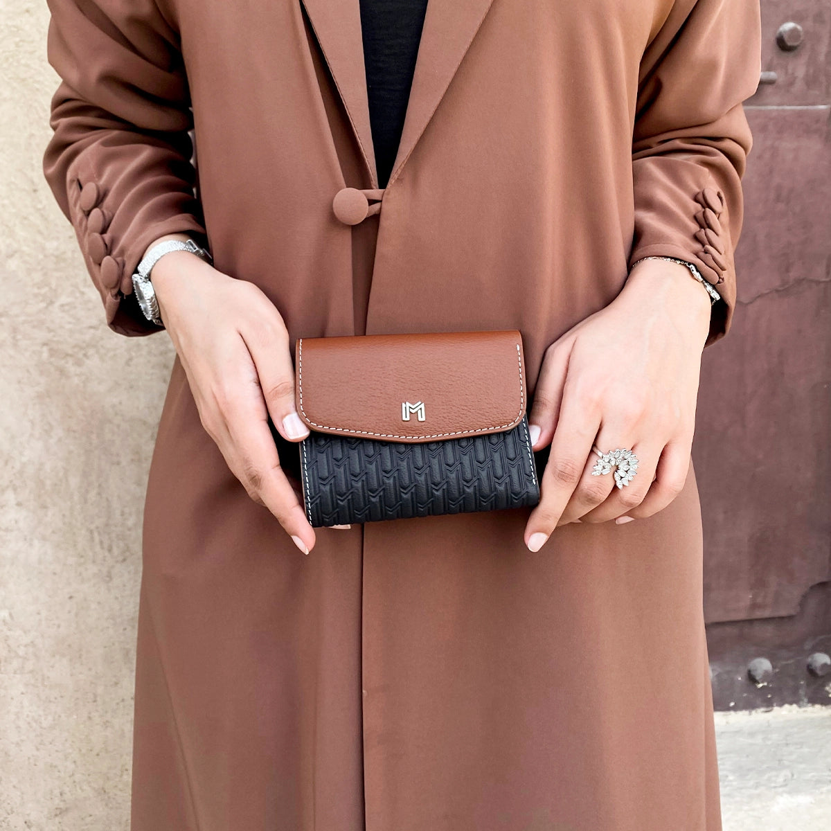 Camel Leather Black & Tan / Silver