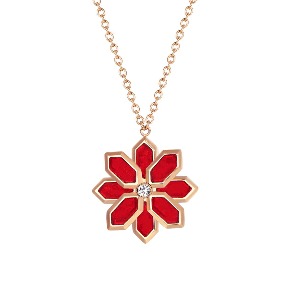 Lotus / Necklace Red Rose Gold