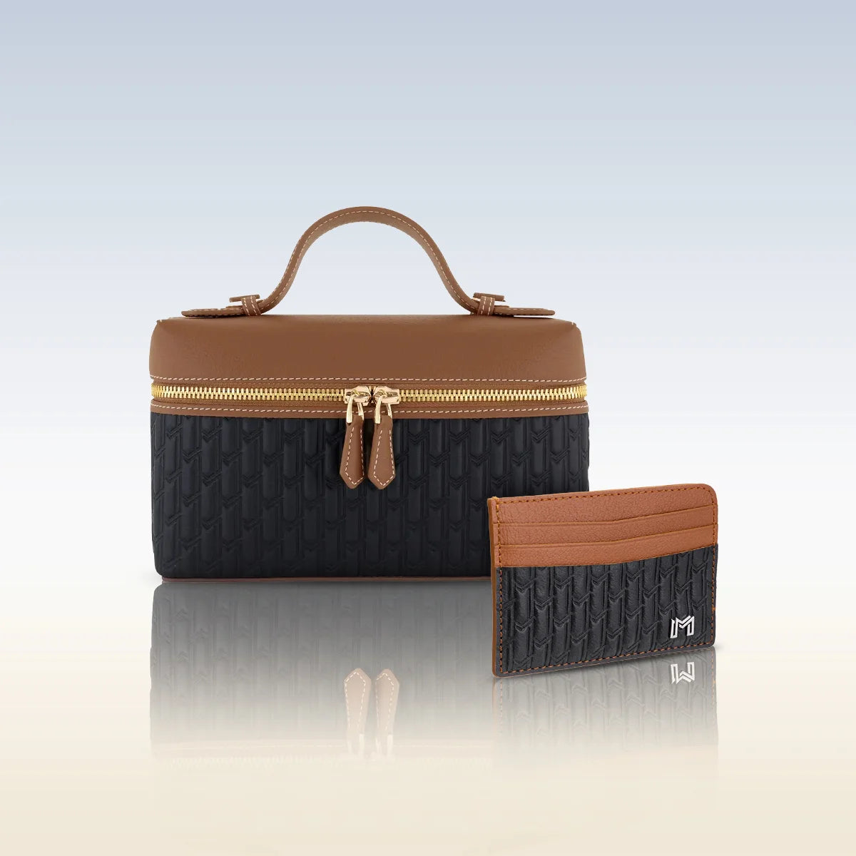 Maitha / Card Holder, Black & Tan - Gift Set