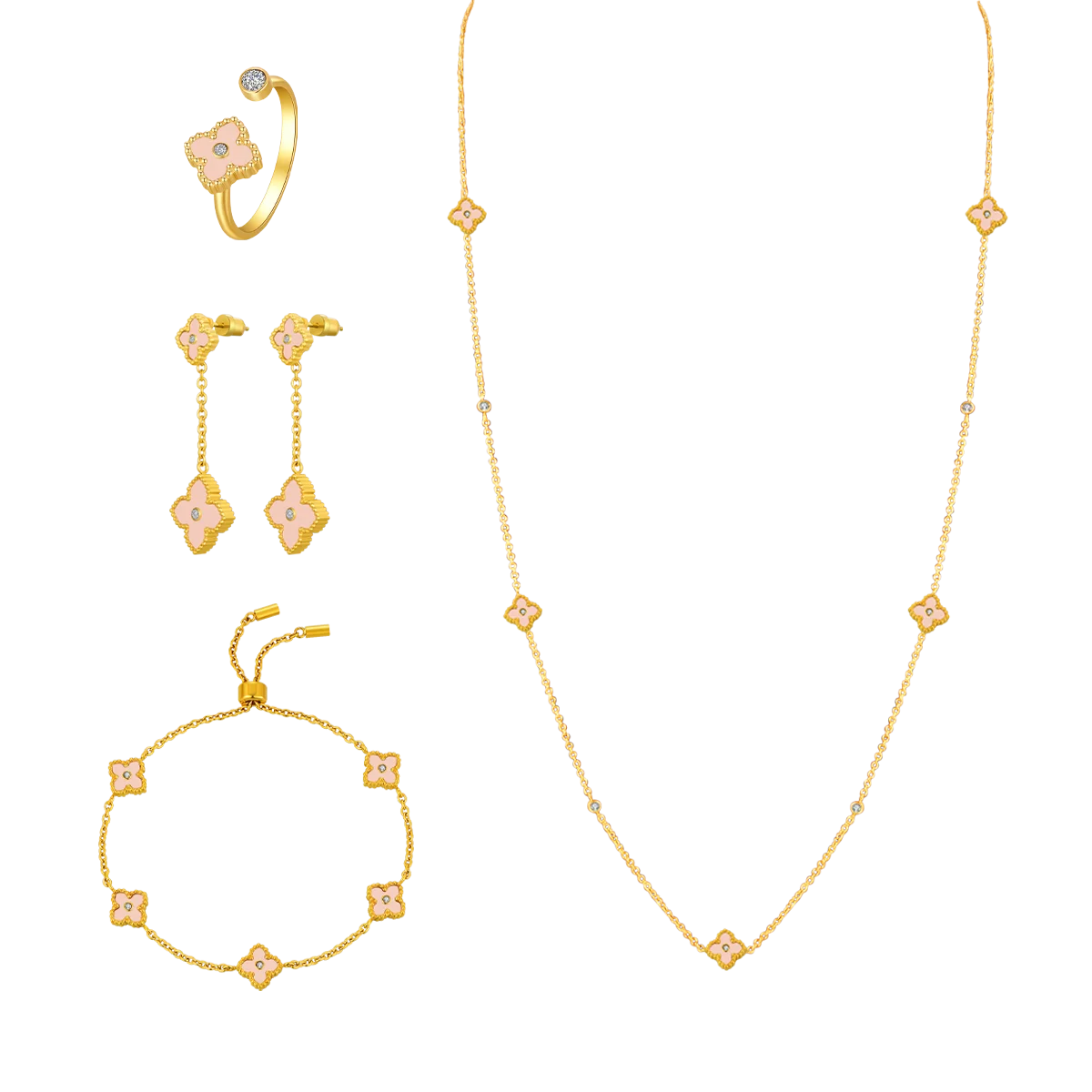 ميني جوري / طقم وردي فاتح و ذهبي