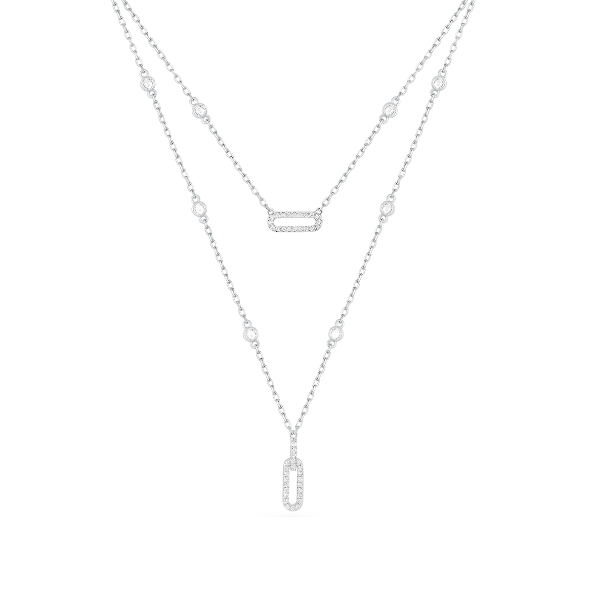 لينكس / قلادة بتصميم ثنائي باللون الفضي