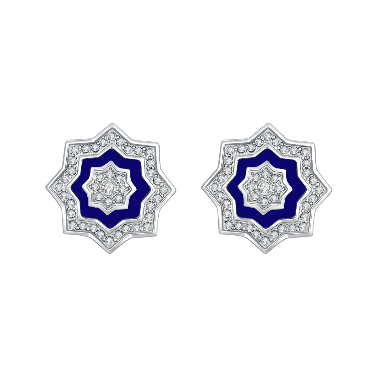 نجم / أقراط اللؤلؤ باللون الازرق الفضي