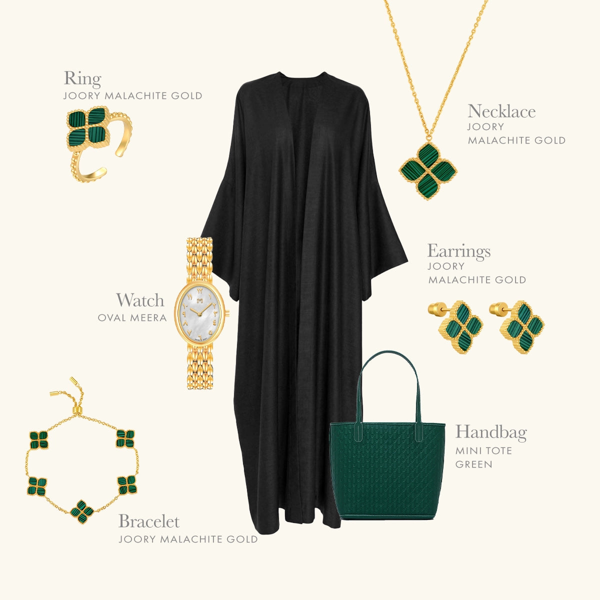 Joory / Earrings Malachite Gold