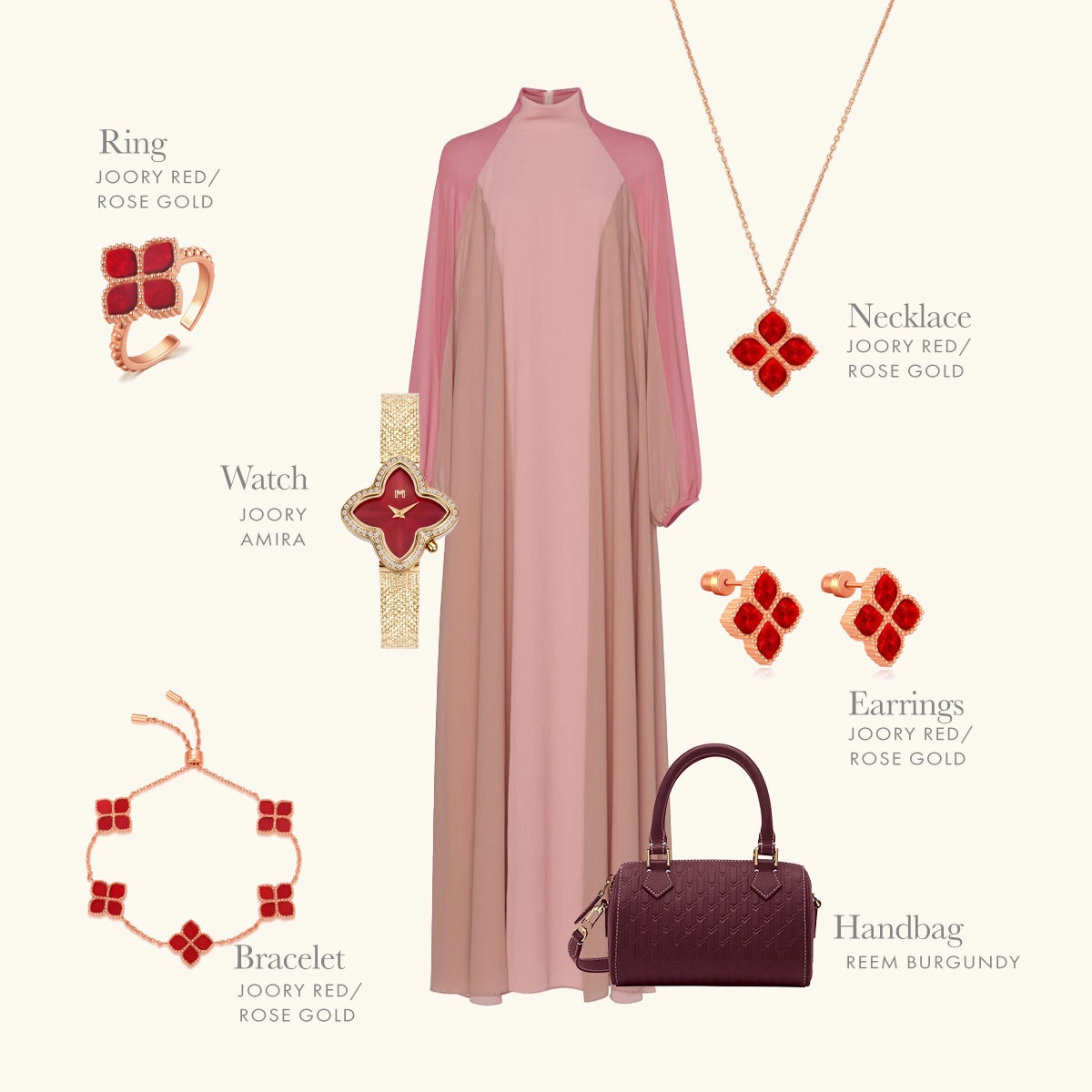 Joory / Earrings Red Rose Gold