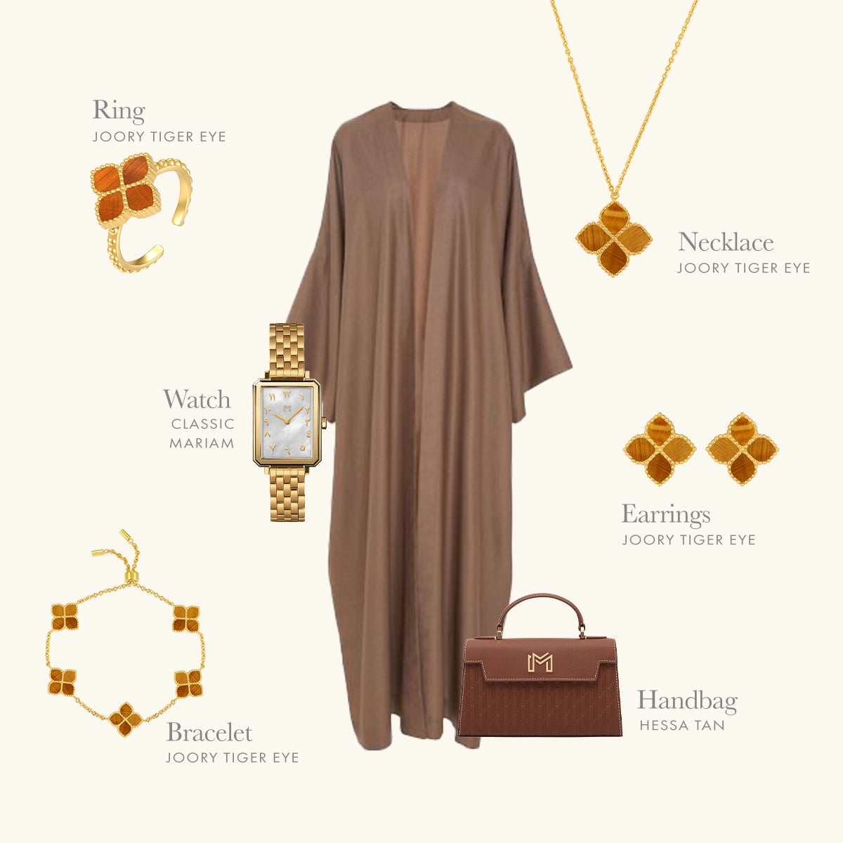 Joory / Necklace Tiger Eye Gold