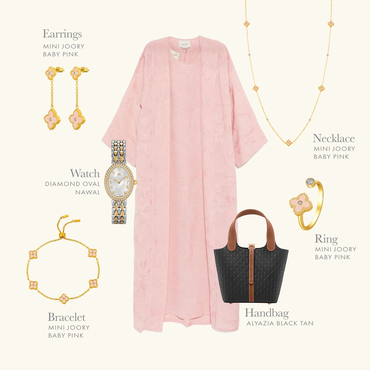 ميني جوري / طقم وردي فاتح و ذهبي