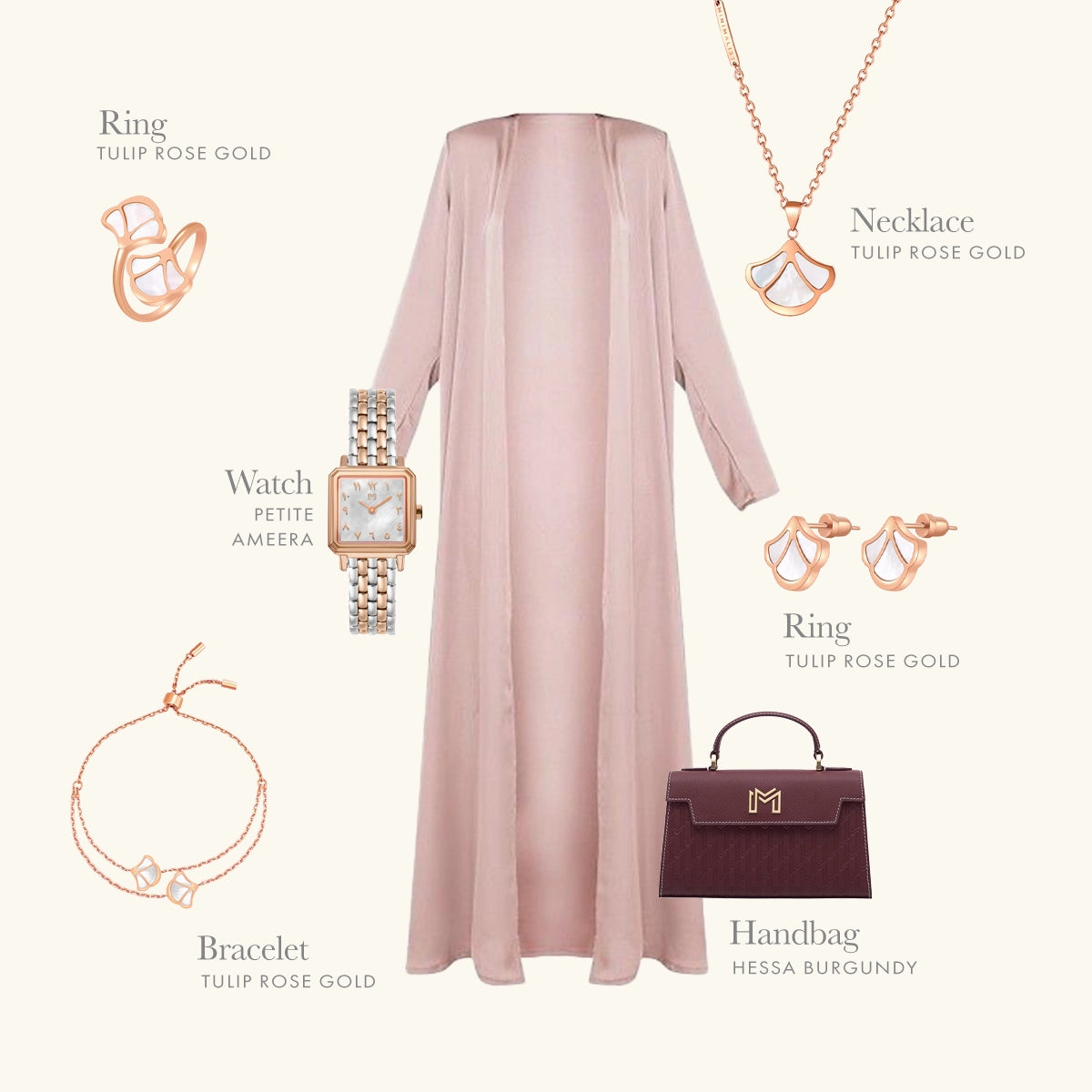 توليب / أقراط اللؤلؤ بلون الروز قولد