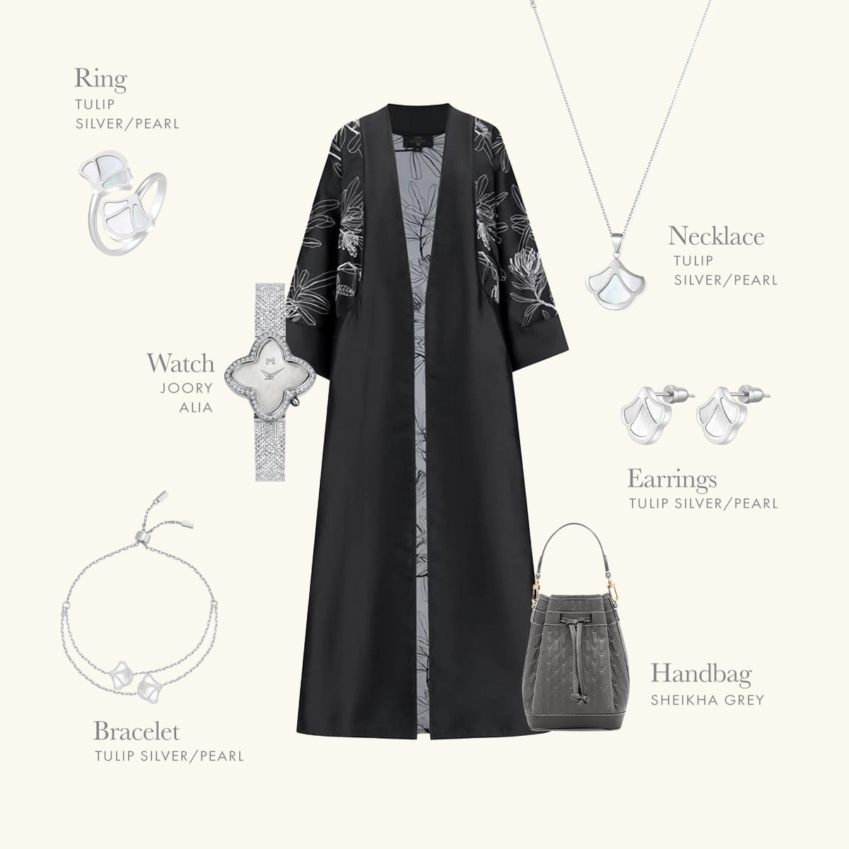 Tulip / Necklace Pearl Silver